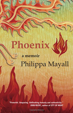 Book cover featuring graphic design of fire and flames